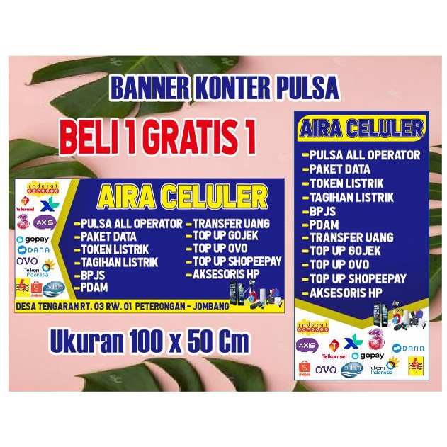 BANNER KONTER PULSA BELI 1 DAPAT 2 SPANDUK