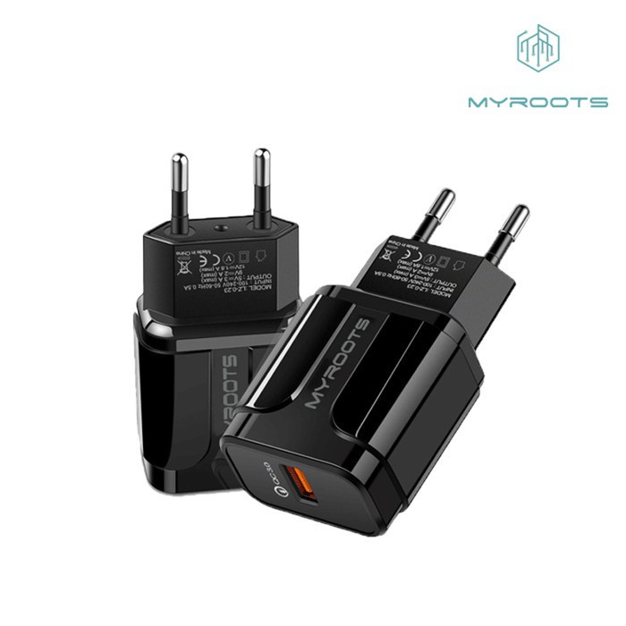 Batok Adaptor Charger MYROOTS MR-C16 1 Usb Quick Charger 3.0 18W Smart IC Auto ID Fast Charging