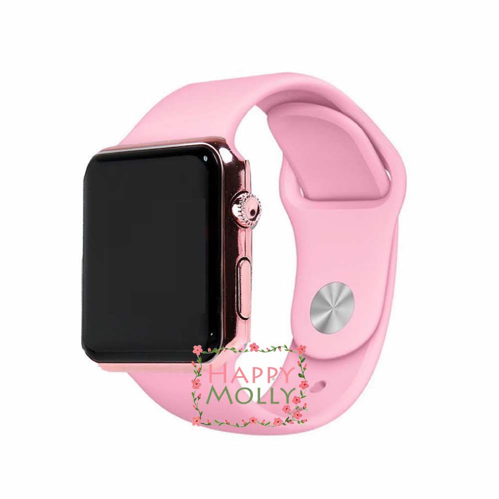 LED Watch [ Baby Pink Rose Gold ] Jam Tangan Digital Pria &amp; Wanita - Strap Rubber