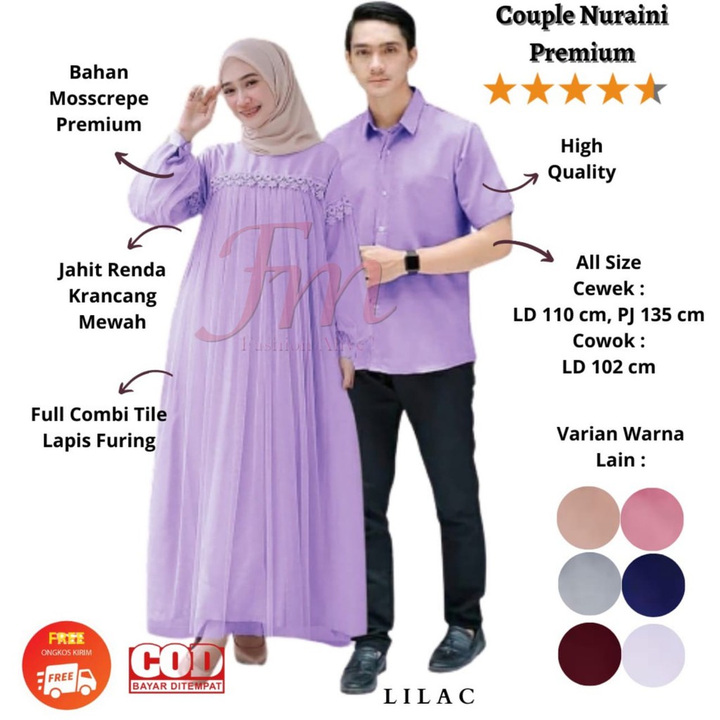 Femme Ols - Couple Nuraini / Baju Gamis Couple Kemeja