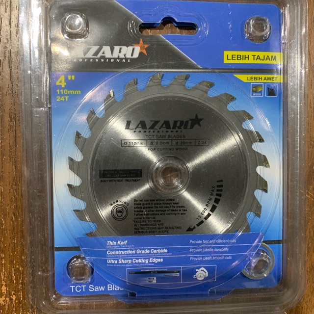 Mata Pisau Potong Kayu TCT 4&quot; x 24T / Wood Circular Saw Blade Lazaro