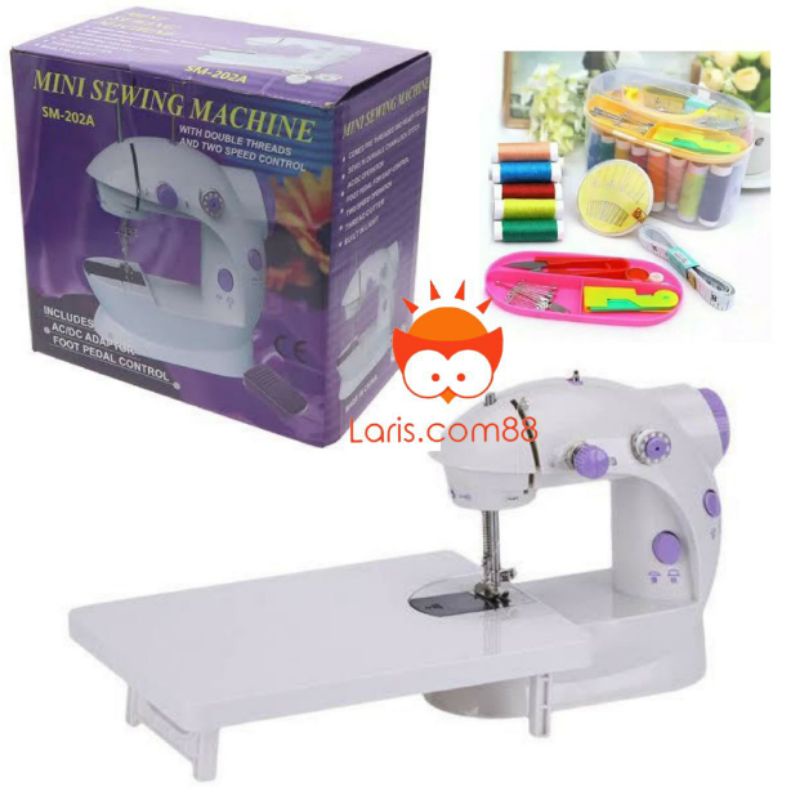 (ADA GARANSI) Mesin Jahit Portable Mini SM 202 + Meja Besar+Sewing Kit 100% Garansi