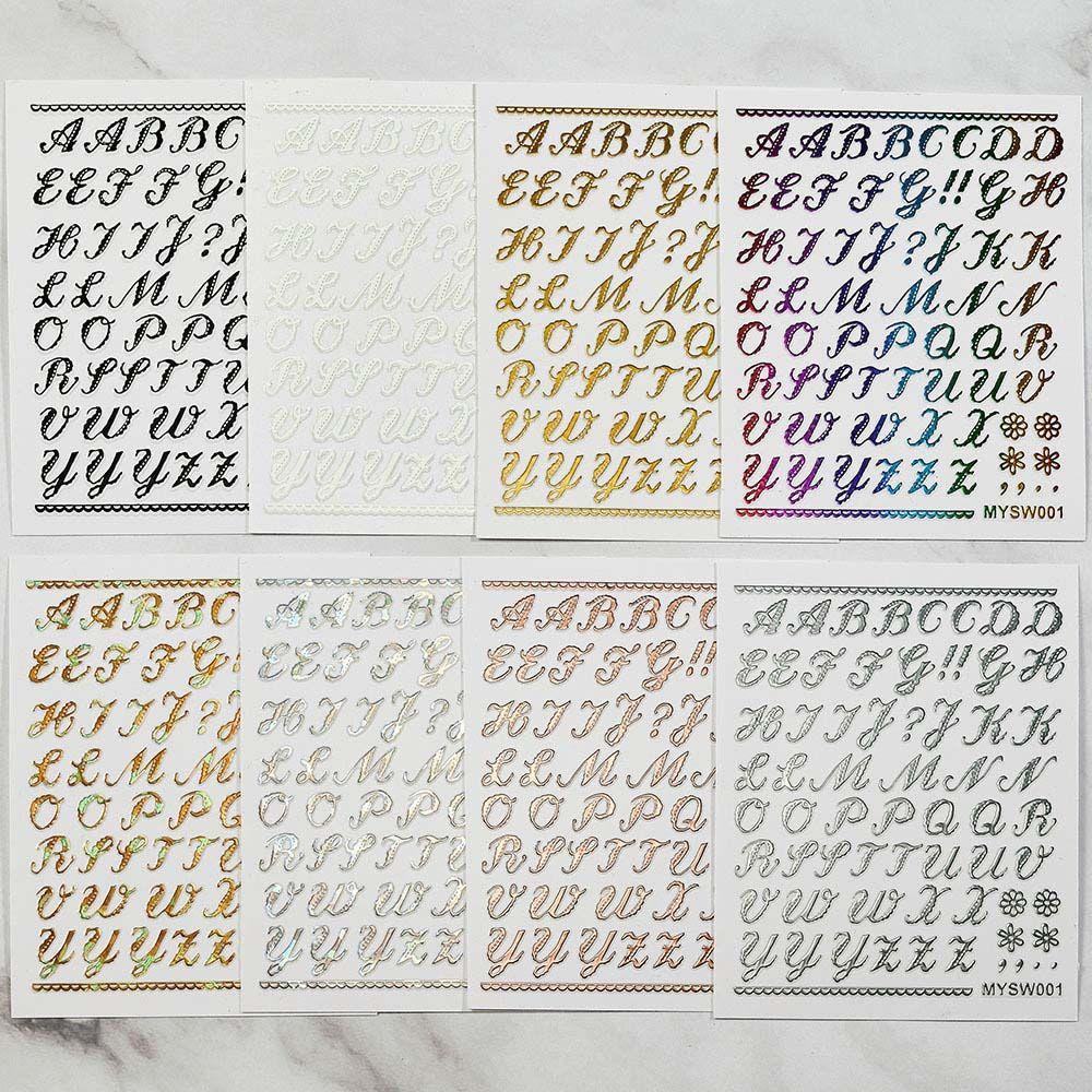 Mxbeauty Huruf Stiker Kuku Jepang Warna-Warni Fashion Self Adhesive Nail Art Dekorasi