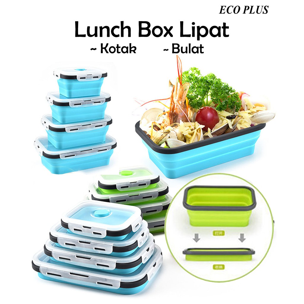 Kotak Makan Lipat BPA Free Lunch Box Rantang Tempat Penyimpanan Sayur Makanan Buah