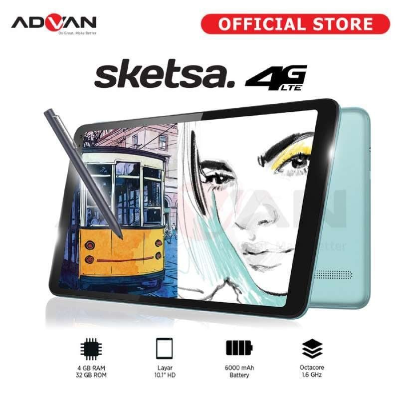 Tablet Advan Sketsa Full Set Layar 10 inch 4/32 New Garansi Resmi Advan Tab Advan Sketsa+S.Pen+Case