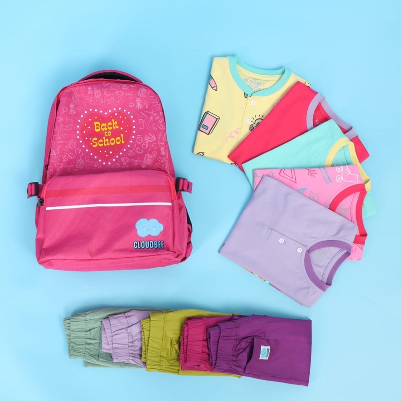 Setelan Anak Back to School free Tas Ransel Cloudbee