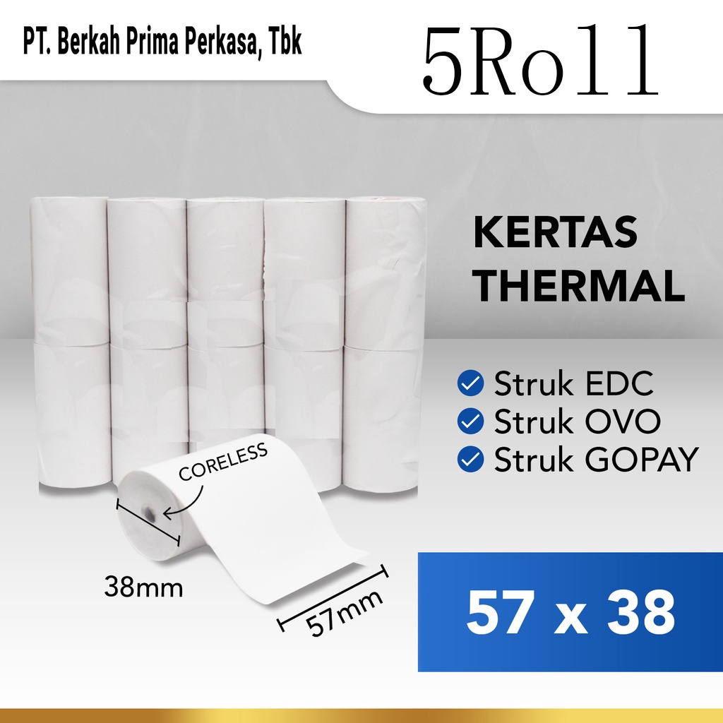 

KERTAS THERMAL LITE 57x38 57x38 os 57x38 mm 5 Roll