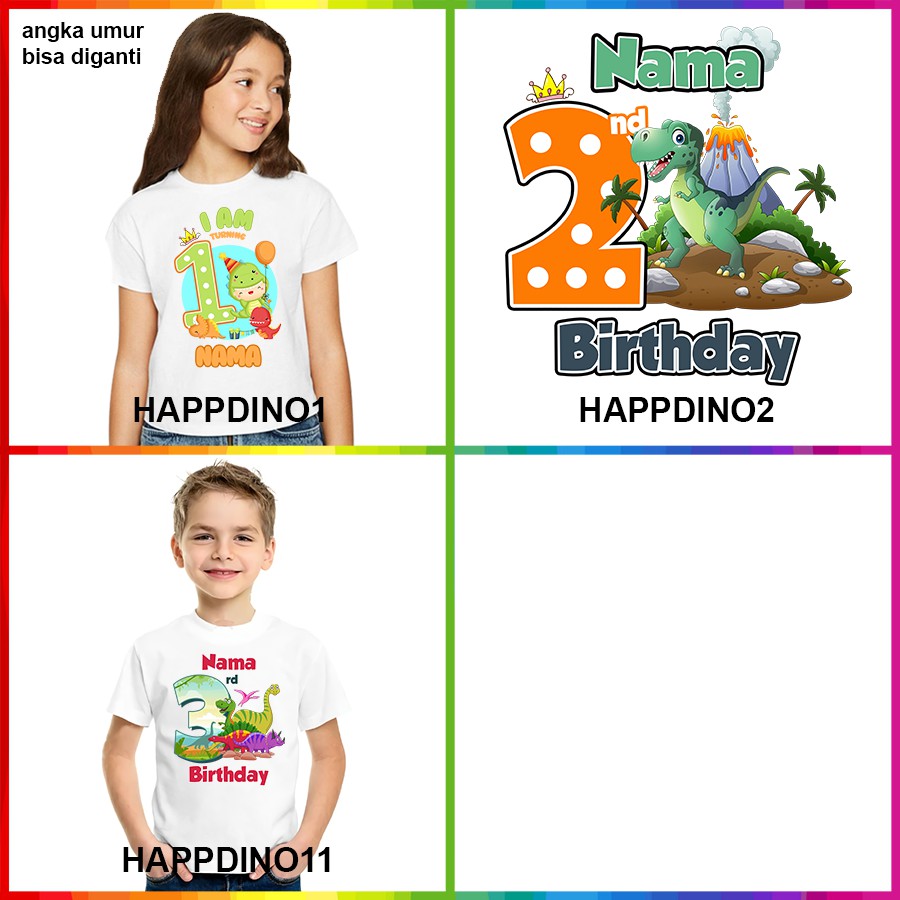 [FREE NAMA!!] Kaos Baju COUPLE  ANAK DAN DEWASA DINO DINOSAUR DINOSAURUS TYREX BANYAK MOTIF