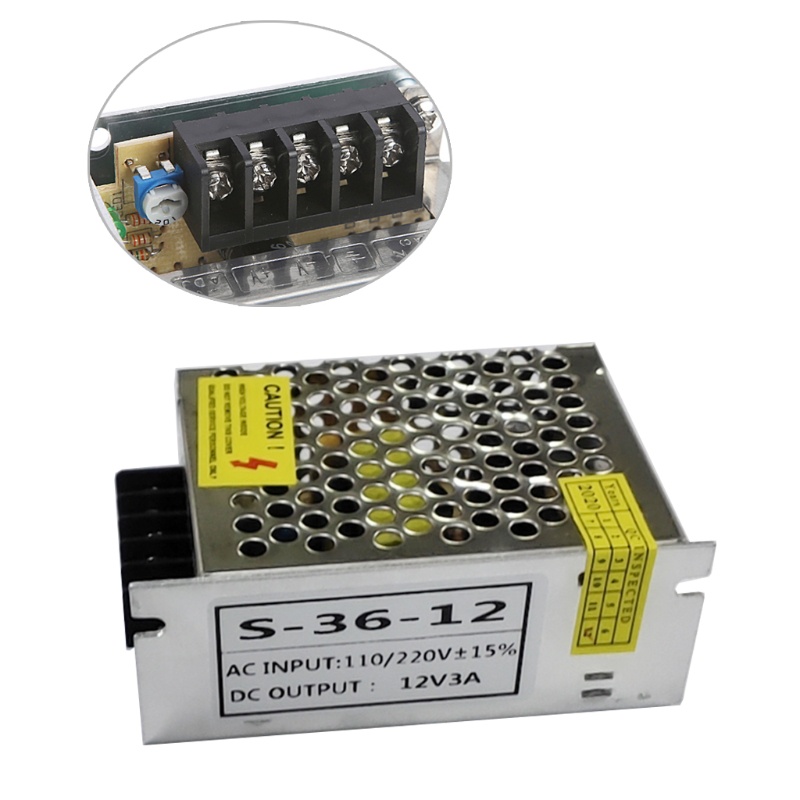 Btsg AC 100-260V Ke Untuk DC 12V 3A 36W Switch Power Supply Driver Adaptor LED Strip Li