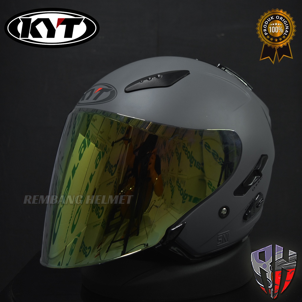 HELM KYT GALAXY FLAT R SOLID GORILLA MATT GREY /PAKET GANTENG-GOLD