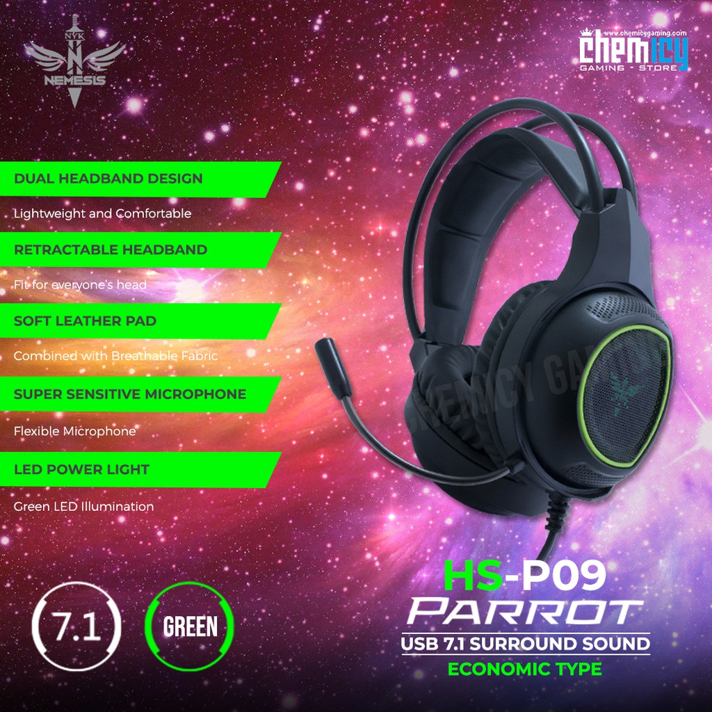 NYK HS-P09 Parrot 7.1 Surround Sound Gaming Headset