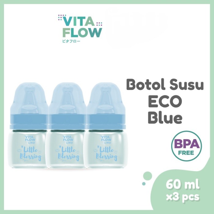 VITAFLOW Botol Susu Eco isi 3pcs 60ml / 120ml / 240ml Botol Dot Bayi Feeding Bottle Baby