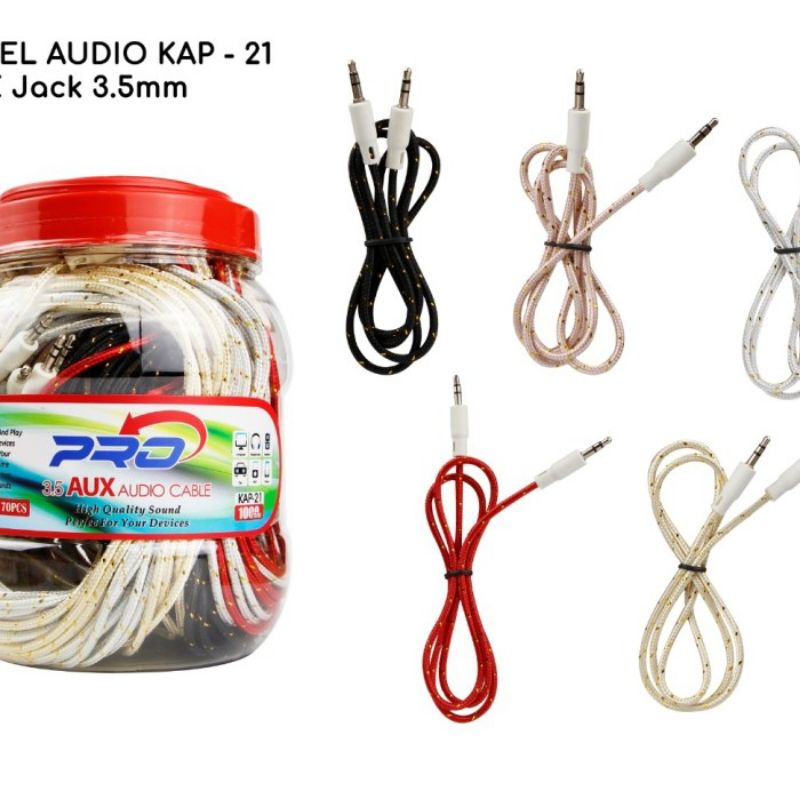 KABEL AUX AUDIO JEK 3.5mm TO 3.5mm KAP-21 MODEL TALI SEPATU - 1M