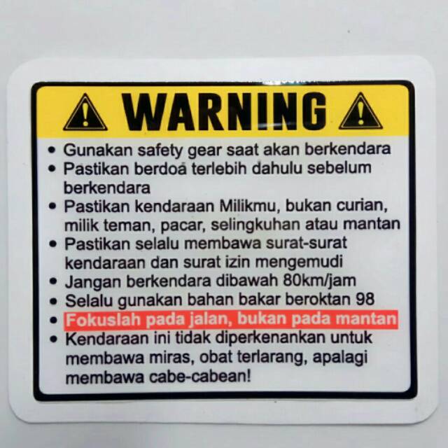 

Stiker TIMBUL Warning Berkendara