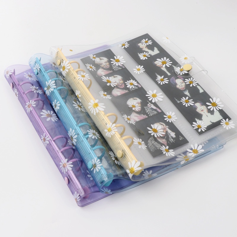 INS Daisy Transparent Purple A5 A6 Binder Album Cover 6 Holes Photo Album Photocard Lomo Card Holder Loose-leaf Notebook