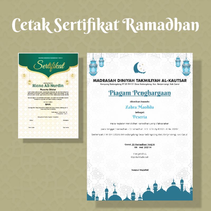 CETAK SERTIFIKAT KERTAS LINEN JEPANG