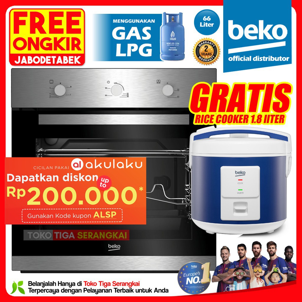 Beko Built IN Oven Gas Tanam BIGT22102X (FREE ONGKIR JABODETABEK)