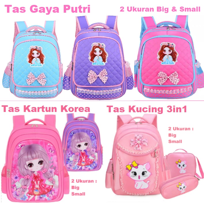 Tas Ransel Sekolah Anak Perempuan Tas Anak Sekolah Gaya Putri Kartun Korea