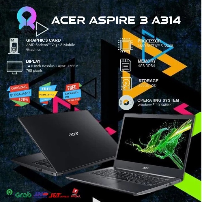Laptop Acer Aspire 3 A314 AMD Ryzen 5 3500U RAM 4GB 256GB SSD Vega8