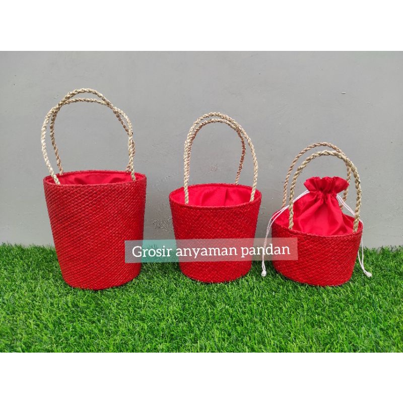 

iDk90 Tas Pandan EMBER POLOS GG RARA Tas Parcel Tas Anyaman Keranjang Hantaran Tas Hampers