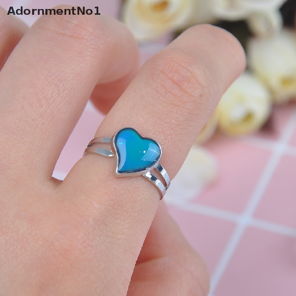 (AdornmentNo1) Cincin Mood ring Adjustable Berubah Warna Sesuai Suhu Bentuk Hati