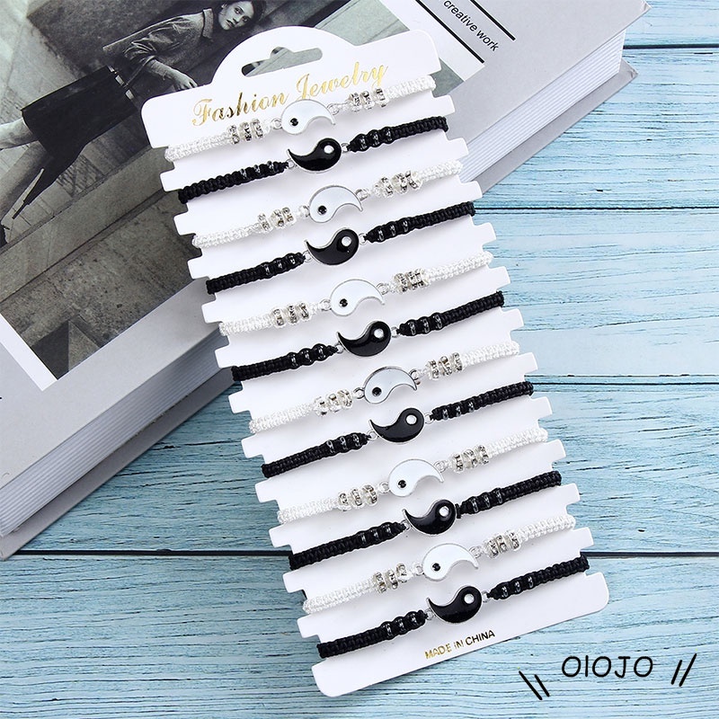 Couple Gelang Tali Handmade Bracelet Dapat ​Disesuaikan Desain Yin Yang Tai Chi Trigram Untuk Pasangan - ol