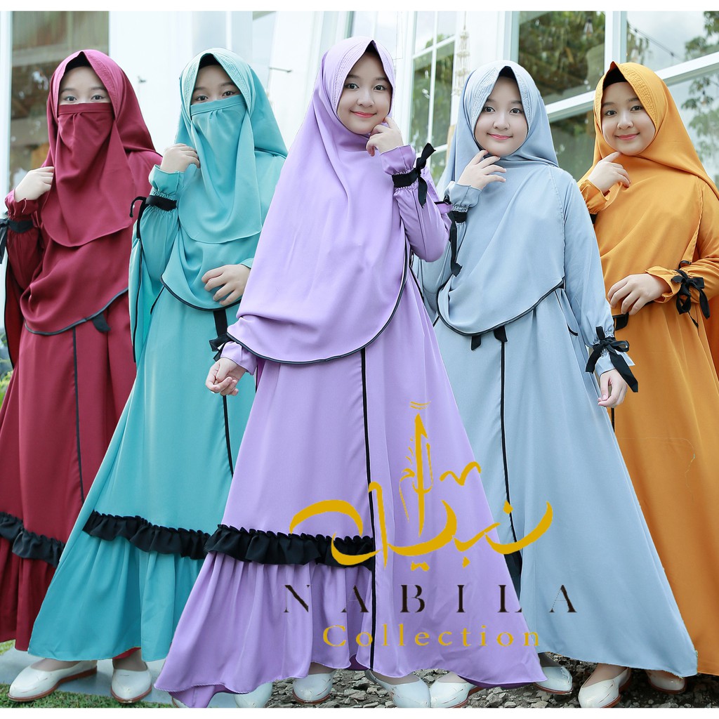 Gamis Anak Karissa Kids Syari gamis anak set khimar besar dan set cadar premium By Nabila98