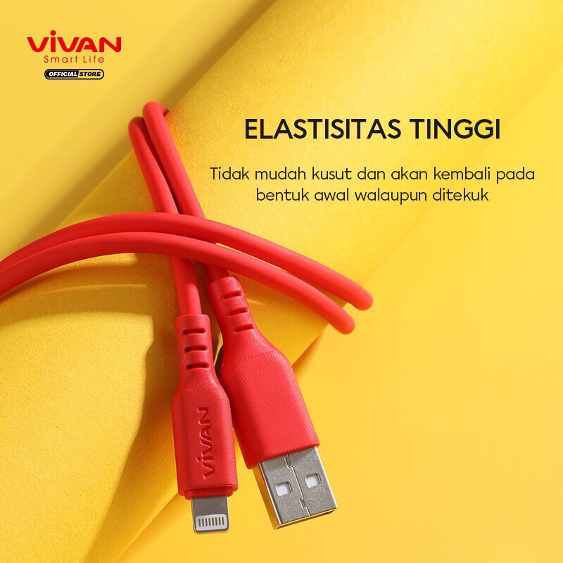 VIVAN VSL100 Kabel Data iPhone Lightning 2.4A Silicone Full SR Coverage Quick Charge Garansi 1 Tahun