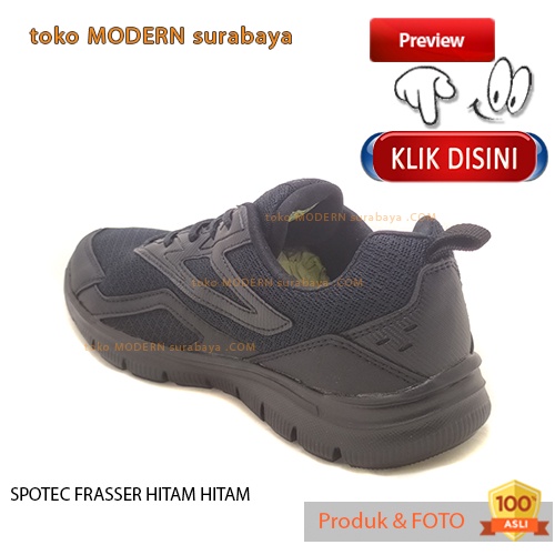 UKURAN JUMBO SPOTEC FRASSER HITAM HITAM sepatu pria sepatu sekolah sneakers tali