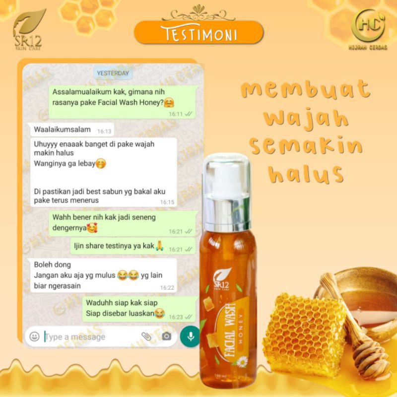 Facial Wash Madu Honey SR12 Sabun Muka Mencerahkan Wajah Kulit Kering dan Kusam Ori BPOM