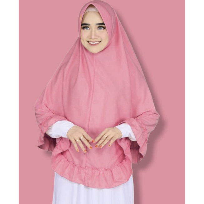 Jilbab UMROH &amp; HAJI Kerudung Jumbo Syari Rempel Instan Khimar Premium XXL