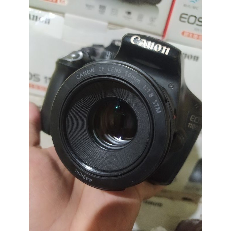 kamera canon eos dslr body 1100d + lensa fix 50 mm STM