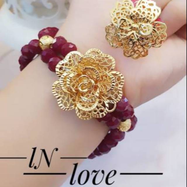 Gelang batu gik lapis emas 24k 1504