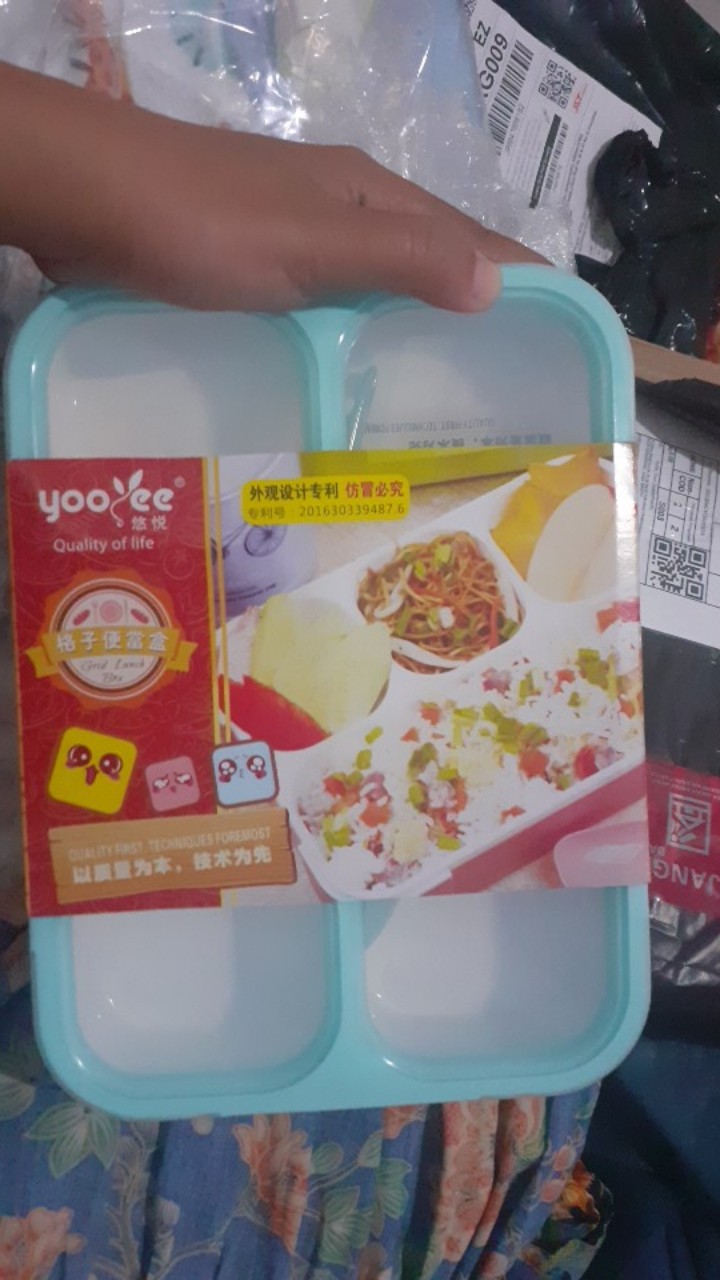 Lunch Box Kotak Makan Yooyee Grid 4 Sekat #578 Anti Tumpah