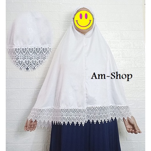 Jilbab Dewasa Bergo Renda Putih 1001
