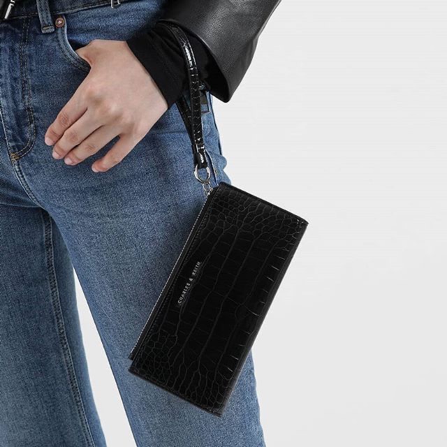 [COD] CLUTCH WANITA | DOMPET WALLET WANITA CNK CK605 CROC EFFECT WRISTLET WALLET ORI PREMIUM IMPORT 