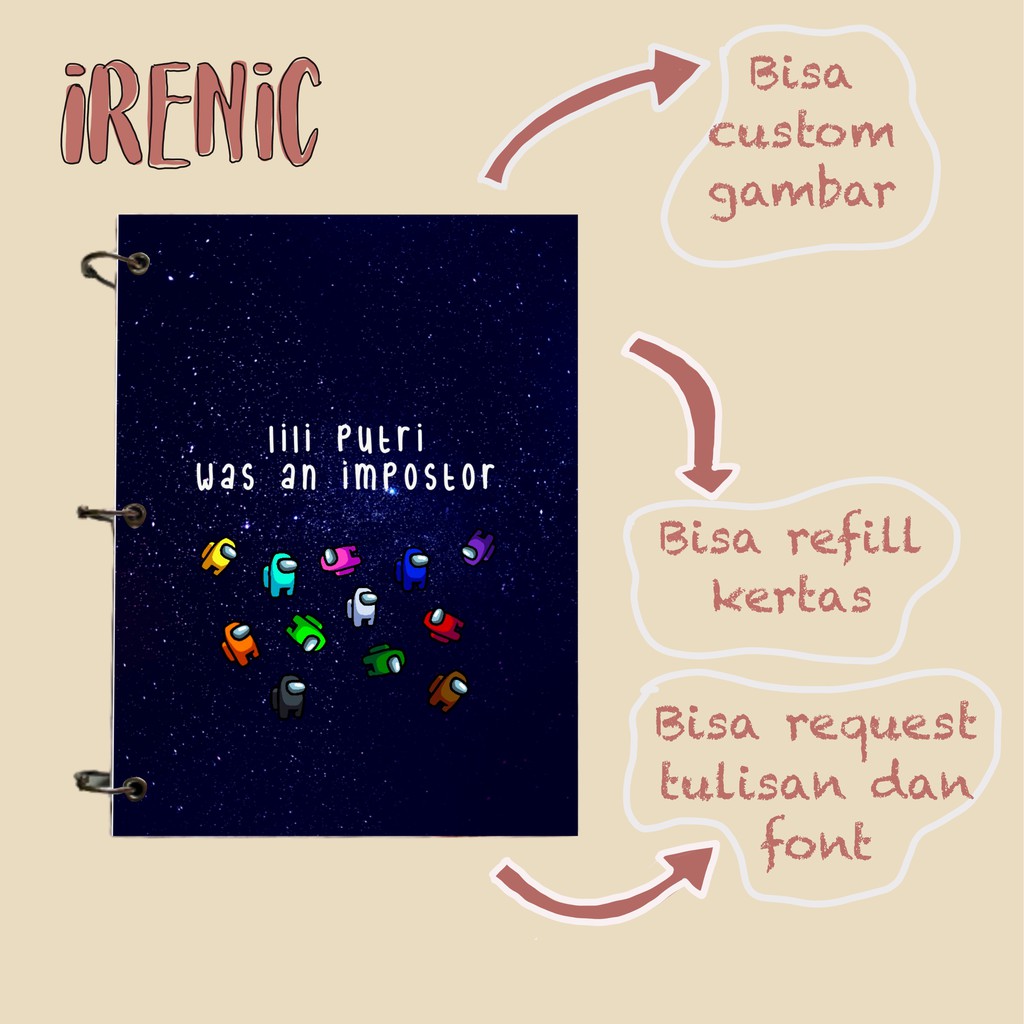 

Custom Notebook A5 B5 A6 Among Us Hard Cover Buku Catatan Binder Journal