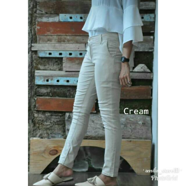 Celana Chinos Premium Cream#wanita