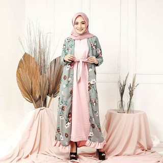  Baju  Gamis  Dress Wanita Motif  Bunga  Kekinian Bahan Nyaman 