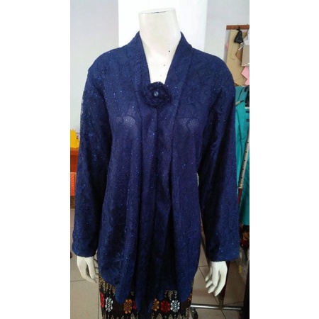 (BrP120/130) Kebaya floy Super & Giga JUMBO BROKAT glitter busui full furing KeroncongBusana-Navy