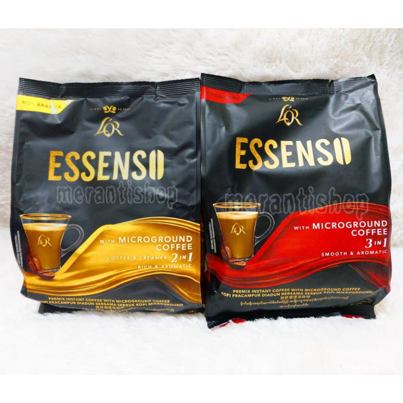 

LOR Essenso Coffee With Microground Coffee 3 in 1 100% Arabica / Essenso Coffee 2in1 Rich & Aromatic / Kopi 3in1 Smoth & Aromatic / Kopi 2 in 1 / Coffee Mix / Kopi Mix / Kopi Essenso