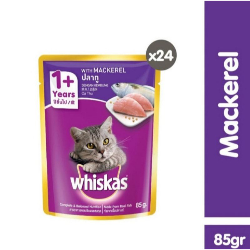 pouch whiskas adult 85g whiskas sachet makarel (24 pcs)