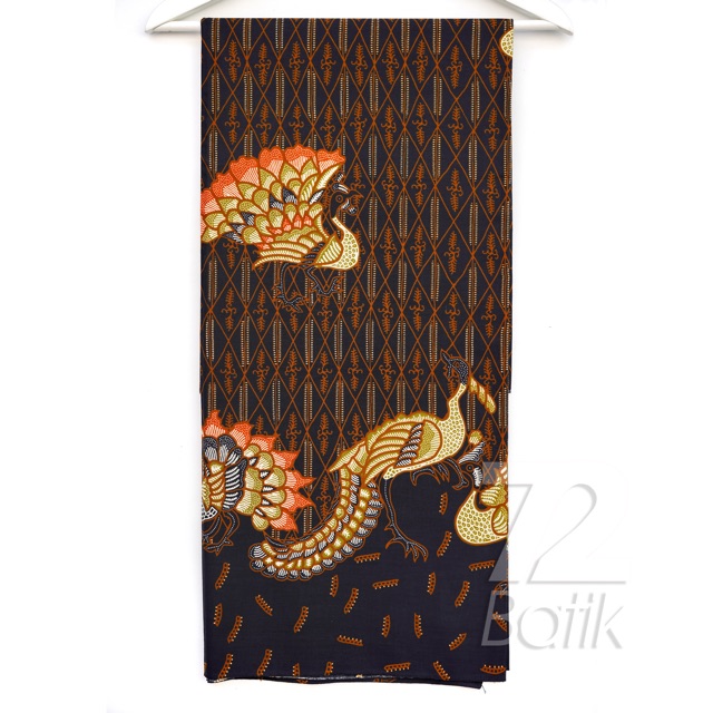 KAIN BATIK KATUN Premium Motif Burung Warna Hitam Coklat Nila Hijau 729823 Cap 72 Jarik Jarit Samping Kebat Panjang Batik Katun Modern Premium Bahan Seragam Batik Pernikahan Kantor Keluarga Murah Kamen Jadi Batik Bali Lembaran