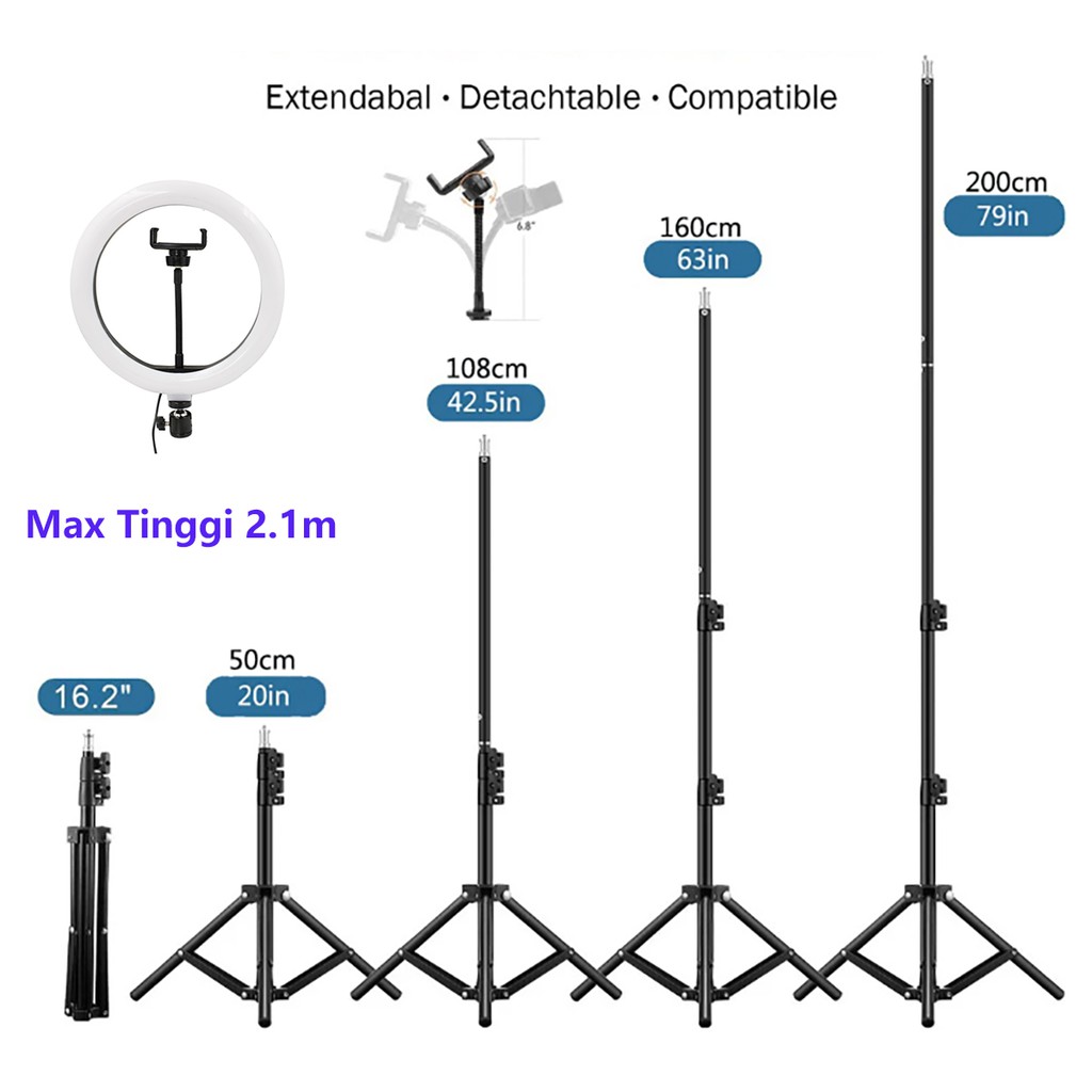 Ring Fill Light Lampu Selfie Studio Photo 20&amp;26cm With Phone Holder