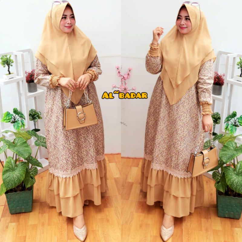 [ BISA COD] GAMIS SYAR'I KATUN JEPANG MIX CERUTY BABYDOLL REMPEL BAWAH, DRESS SYAR'I KATUN JEPANG MIX CERUTY BUSUI BY AL BADDAR