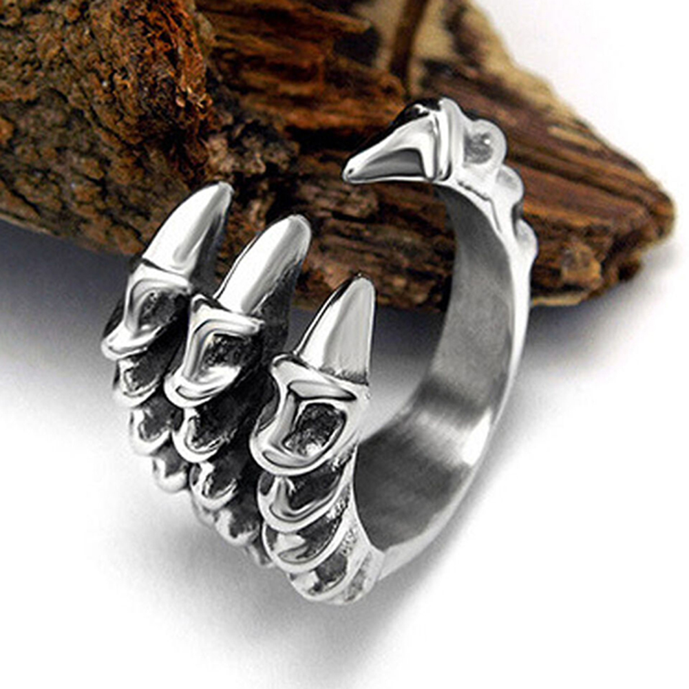 Huluboy Cincin Model Terbuka Desain Cakar Elang Gaya Vintage Adjustable Untuk Priawanita