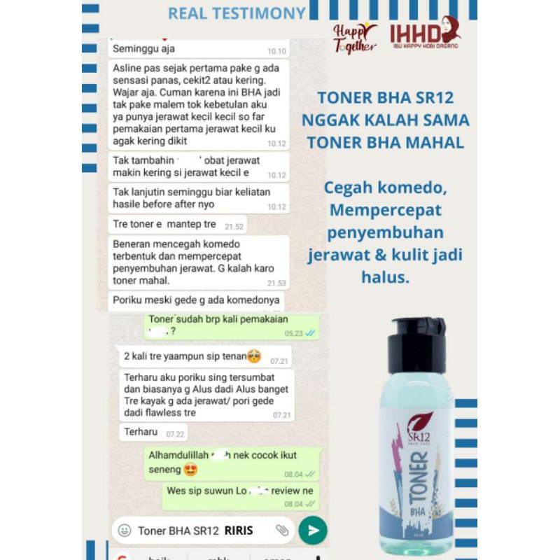 Toner BHA SR12 - Eksfoliasi Toner Wajah Glowing BPOM Membantu Mengangkat Sel Kulit Mati Membersihkan Sisa Kosmetik Dan Kotoran Di Wajah