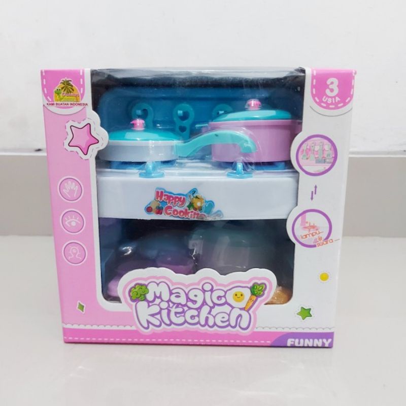 Mainan Magic Kitchen Baterai - Set Dapur Masak Masakan Anak Perempuan Cewek