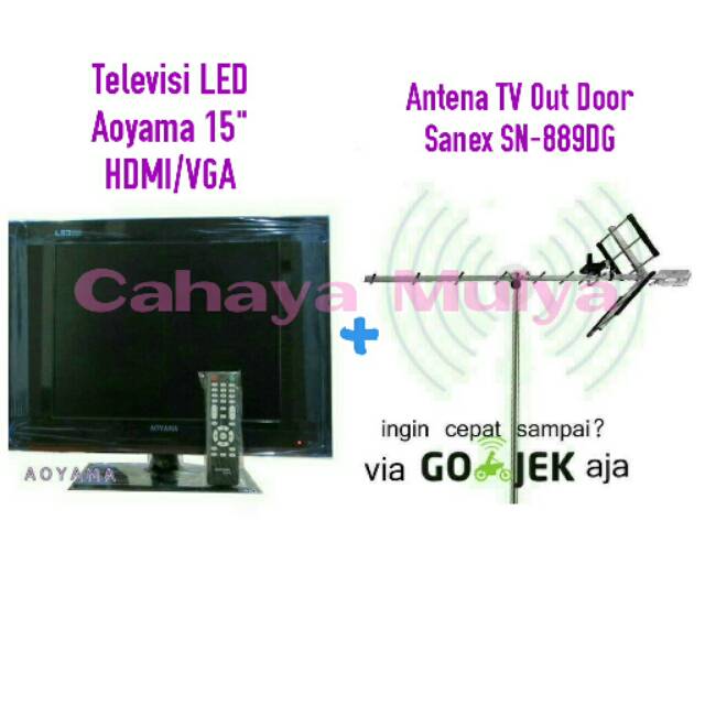 Televisi LED Aoyama 15" HDMI/VGA + Antena TV Out Door Sanex SN-889DG
