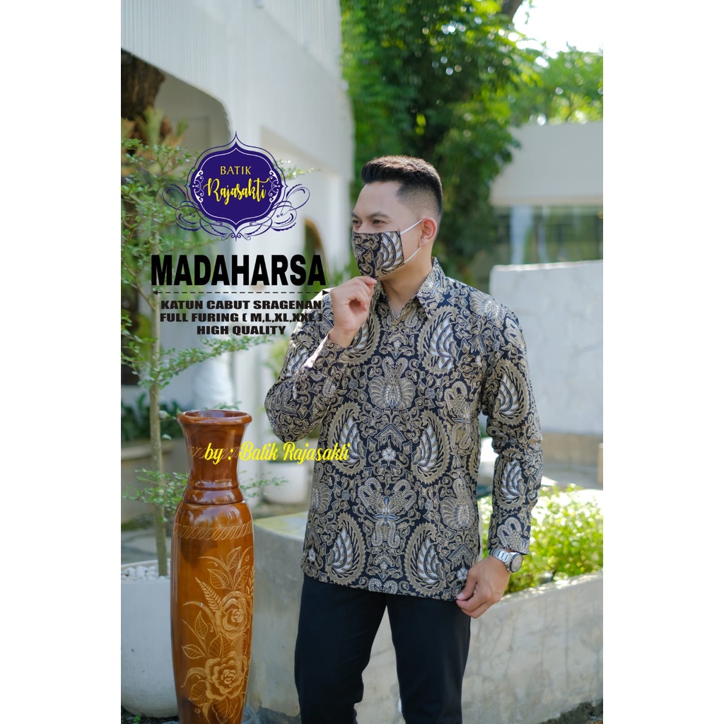 MADAHARSA KEMEJA BATIK SOLO PRIA LENGAN PANJANG LAPIS FURING ATASAN BATIK PREMIUM MODERN KATUN HALUS  BAHUWIRYA  BANAMITRA BANAMITRA PUTIH BANGSAWAN BAYU PUTRA BERLIAN BIRU BHARATAYUDA BIMASENA BIRENDRA BIRU INDAH BRAHMAKERTA BRAHMAKERTA MERAH BUDIDRAWA